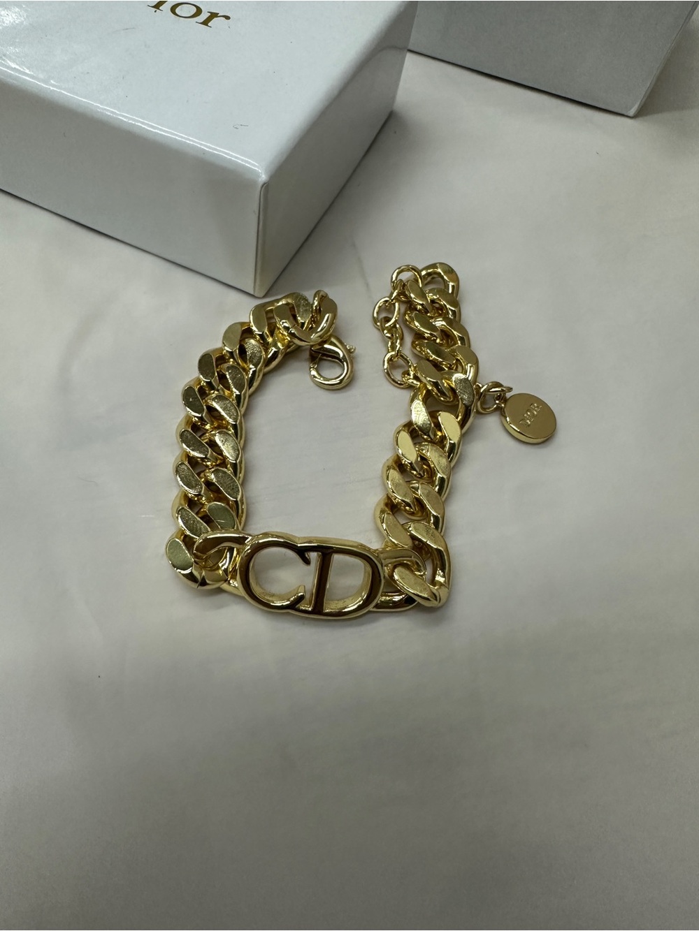 Gdd Dior Gold-Tone Chunky CD Link Bracelet